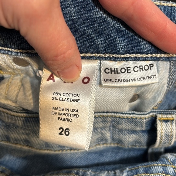 AMO Chloe Crop Girl Crush distressed buttonfly Jean size 26 - Picture 10 of 11